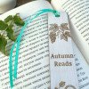 Дерев’яна закладка для книги «Autumn Reads» – осінній настрій, гравіювання з гарбузом і виноградом
