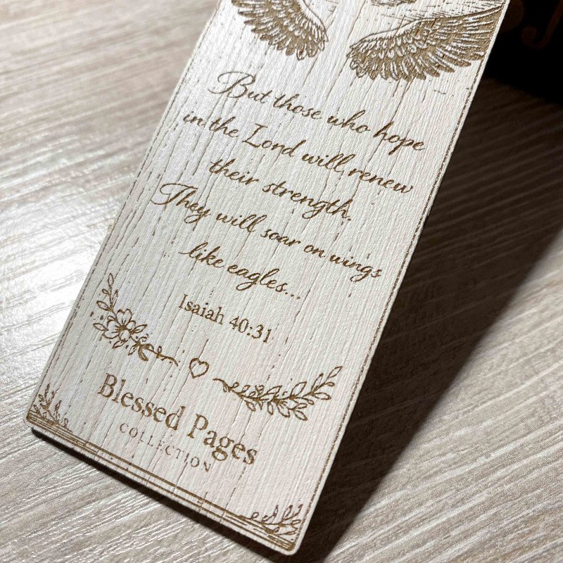 Ісая 40:31 Дерев'яна закладка з християнськими уривками з Писання
