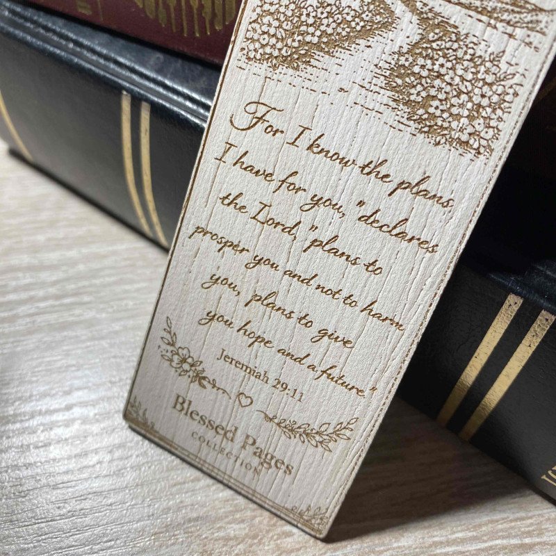 Дерев'яна закладка – вірш з Біблії - Єремія 29:11 – Подарунок віри для читачів