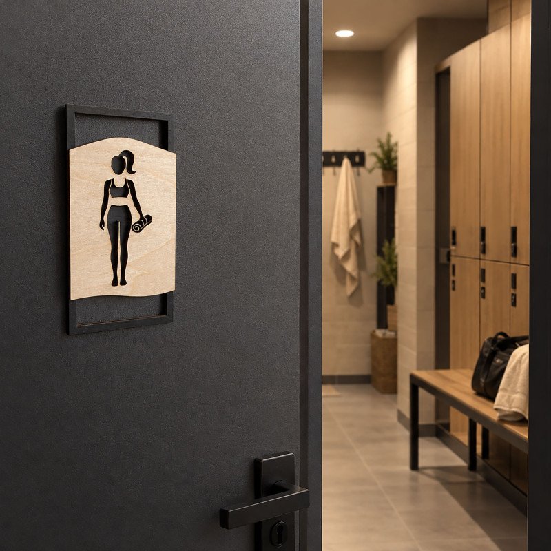 Парні таблички «Чоловіча / Жіноча» на двері — фанера, Man + Woman, для роздягальні