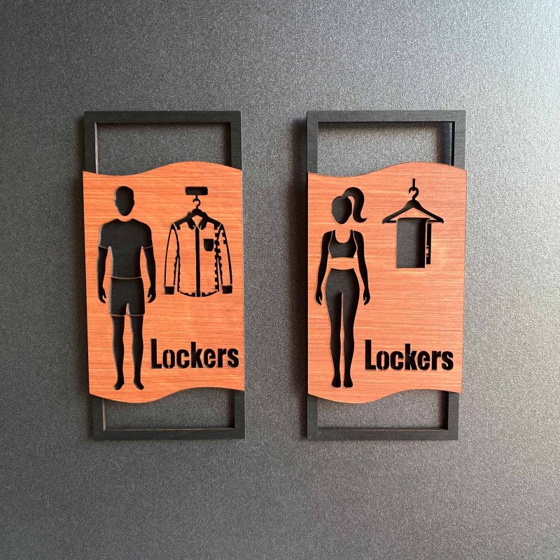 Дерев'яні таблички Lockers для чоловіків і жінок — комплект для роздягальні