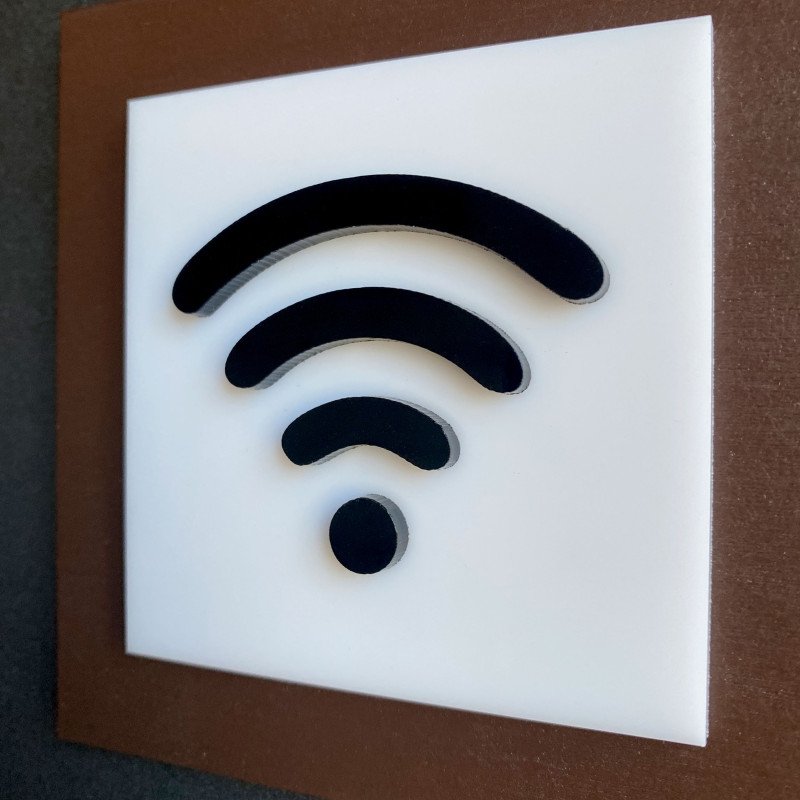 Вказівник Wi-Fi зона, сучасна квадратна табличка з об'ємним значком, акрил + фанера 100×100 мм