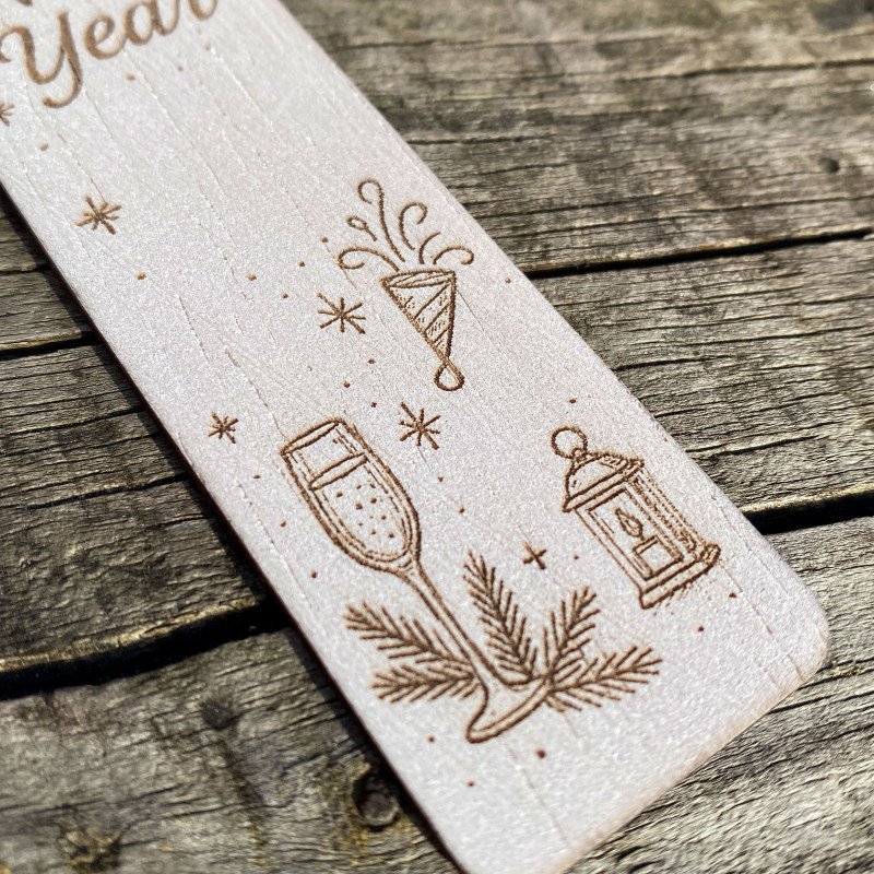Новорічні дерев’яні закладки для книг – набір з трьох гравірованих закладок із зимовими візерунками