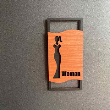 Дизайнерські таблички Man + Woman для туалету — чорна та горіхова фанера, 2 шт.