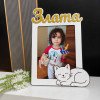 Дитяча іменна фоторамка 13х18 см з котиком | Дерев'яна фоторамка ХДФ (МДФ)