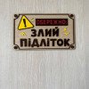 Дерев'яна табличка на двері в кімнату підлітка «Обережно Злий Підліток» 25х15 см | Прикольний декор інтер'єру