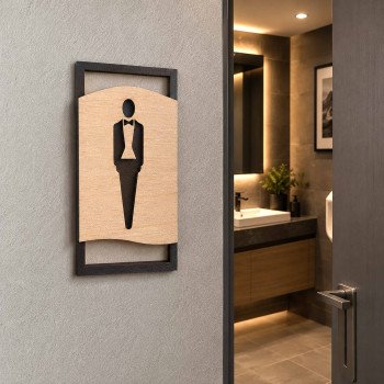 Комплект дерев'яних табличок на WC Чоловіки/Жінки - Natural Wood